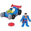 Fisher-Price Imaginext DC Super Friends - Metal Force Supermobile, veicolo attivabile con luci e suoni, personaggio Superman, lanciatore e 2 dischi inclusi, giocattolo per bambini, 3+ anni, JFJ69