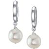 Treasure Bay Pendientes Elegantes de Perlas de Agua Dulce Hechos a Mano, Aros Colgantes Clásicos para Mujeres y Niñas en Blanco, Rosa, Gris, Negro, Púrpura (10 mm quasi rotondo)