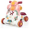 LIFEZEAL Carrellino Primi Passi 3 in 1, Girello bambini con Struttura Triangolare Stabile e Ruote Antiscivole, Gioco per Imparare a Camminare in Materiale Sicuro con Luce e Musica, 6-36 Mesi,Rosa