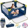 LIFEZEAL Box Bambini e Neonati 0-3 Anni, Recinto, 127x127cm, Già Montato, Pieghevole, Portatile, con Borsa, Maniglie, Palline, Bordo Protettivo, Parco di Gioco, Centro di Attività, in Rete Traspirante