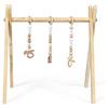 LIFEZEAL trapezio per bambini da 3 mesi da gioco (natura) | Attrezzatura da gioco con 3 giocattoli in legno, palestra per bambini pieghevole, trapezio da gioco, cameretta per bambini
