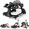 LIFEZEAL Girello Neonato 6-18 Mesi, 4 in 1, Girello per Bambini 6-18 Mesi, Baby Walker Pieghevole, con Altezza e Velocità di Ruote Regolabili, Primi Passi, con Luce e Musica, Portata 15 kg, Nero