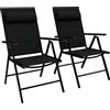 Outsunny Set 2 Sedie Pieghevoli Schienale Reclinabile 54x67x108 cm Nero