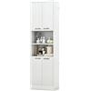 LIFEZEAL Mobile Bagno, Mobiletto Bagno Salvaspazio in Legno, 30x56x190cm, Armadietto Alto con 2 Ripiani Aperti e 4 Ante, Credenza Multiuso da Cucina e Soggiorno, Mobile Dispensa (quercia bianca)