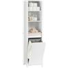 SoBuy Armadio da Bagno Alto con Cesto per la Biancheria - Mobiletto Salvaspazio Stretto, Mobile Colonna da Bagno in Legno, Bianco, 45 x 171 x 35 cm, BZR102-W