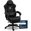 Dowinx Sedia da gaming, ergonomica, con cuscino lombare, poggiatesta regolabile in altezza, cuscino ispessito, poggiapiedi allungabile, braccioli regolabili, velluto in microfibra