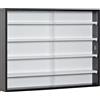 HOMCOM Vetrina Espositiva da Parete a 4 Ripiani Regolabili, Vetrinetta per Collezionismo, Bacheca Espositore a Muro per Oggetti da Collezione, in Vetro e Truciolato, 80x9.5x60 cm, Nero e Bianco