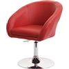 Mendler Sedia poltroncina Lounge Girevole HWC-F19 Metallo Cromato - Ecopelle Rosso