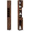 LIFEZEAL Colonna Bagno Salvaspazio in Legno, Mobiletto Multiuso con 2 Ante e 1 Cassetto e 5 ripiani Regolabili, 20x20x180cm, Armadio Angolare da Terra con Dispositivo Anti-Ribaltamento (marrone)