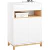 SoBuy Credenza Cucina Mobile Soggiorno - Madia Salvaspazio con Cassetto e Ripiani Regolabili - Mobiletto Ingresso Multiuso Per Cucina, Ingresso o Salotto - Bianco/Naturale 60x34x85cm FSB97-WN