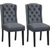 Yaheetech Set 2 Sedie Sala da Pranzo Tessuto Imbottite Eleganti Gambe in Legno Massello Schienale Alto con Bottoni Portata 140 kg Grigie