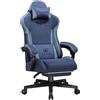 GTPLAYER Sedia da gaming, ergonomica, in Tessuto tecnico, con supporto lombare, sedia PC con schienale allargato, portata fino a 150 kg, colore: blu scuro