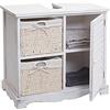 Mendler Arredo Bagno Mobile sottolavabo HWC-H20 Vintage sportello e ceste Removibili Legno di paulonia Bianco