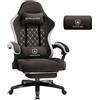GTPLAYER Sedia da gaming in tessuto, sedia da gioco con cuscino a molle insacchettate, sedia girevole ergonomica, con poggiapiedi, portata 150 kg, marrone