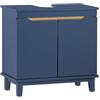 SoBuy Mobile Sottolavabo - Mobiletto da Bagno con Ante - Mobile Sottolavabo Stretto in Legno per Piccoli Spazi, Blu, 60 x 59 x 30 cm, BZR113-B