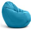 Bruni Classico L Azzurro - Pouf Sacco XXL, Pouf Poltrona a forma di goccia per soggiorno e camere, Bean Bag interno ed esterno, fodera lavabile, puff per adulti, con imbottitura