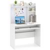 LIFEZEAL Scrivania Bianca, Scrivania Ufficio Porta Computer, PC, con Libreria e Lavagna Magnetica, 89x50cm, Scrittoio, in Legno, Moderno, Postazione di Lavoro, Studio, Piano Ampio, Portaoggetti
