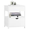 SoBuy Comodino con 2 cassetti e ripiano 45x38x55 cm | Tavolino da notte moderno con cassettiera e spazio contenitore per camera, bianco FRG258-II-W