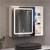 DICTAC Armadietto a specchio con illuminazione a LED, 70 x 16 x 60 cm, con ripiano regolabile e spazio aperto, armadio da bagno con specchio, pensile, specchio da bagno, bianco
