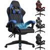 bigzzia Sedie Gaming, Sedie Gaming Ergonomiche con Cuscino Ventilato, Regolazione Angolo 90°-135°, Sedia da Gaming Schienale Alto con Supporto Testa, Ideale per Gaming, Studio e Ufficio (Blu)