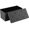 FRANKYSTAR Nemora 75 - Cassapanca Ottomana 76x38x38 cm Contenitore Poggiapiedi in Tessuto Grigio