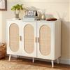 MAXLEAD Scarpiera in rattan con 3 ante, capacità 24 paia di scarpe, con ripiani regolabili, per corridoio/soggiorno, colore: bianco