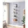 ALLZONE Libreria stretta a 5 livelli, scaffale alto regolabile con contenitore aperto, supporto a tensione dal pavimento al soffitto, libreria industriale in legno per soggiorno, da 233 a 300 cm