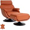 Mendler Poltrona Relax con poggiapiedi HWC-K99, Sedia TV, Funzione Dondolo Girevole, Metallo Vera Pelle/Ecopelle - Marrone