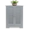 LIFEZEAL Mobiletto Bagno Angolare Salvaspazio, Mobile Bagno Basso da Terra, 63x44,5x81 cm, Credenza Cucina, Armadietto, con Ripiani Regolabili, 2 Ante a Persiana, in Legno, Portaoggetti, Grigio