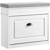 SoBuy Panca Scarpiera con Seduta 61x24x54cm per Ingresso | Scarpiera contenitore in legno, salvaspazio slim con vano portaoggetti, Effetto Legno Bianco FSR82-K-WG