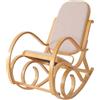 Mendler Sedia a Dondolo Classica Elegante M41 - Legno Chiaro Seduta Tessuto Beige