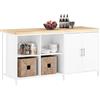 SoBuy Credenza Cucina Moderna Mobile Cucina Salvaspazio Isola Cucina con Ripiani Regolabili, Credenza Soggiorno Mobiletto Cucina Multifunzione per Stoccaggio e Bar Casa Bianco 170x60x89cm KNL09-WN