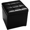 GIANTEX Pouf Cubo Poggiapiedi, Sgabello Quadrato Contenitore, Ottomana con Coperchio, con Vano Portaoggetti, Piedini Antiscivolo, Portata di 300 kg, 40 x 40 x 40 cm, Nero/Marrone/Bianco