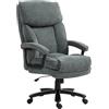 HOMCOM Sedia da Ufficio con Schienale Alta e Altezza Regolabile, Poltrona da Ufficio Girevole e Inclinabile in Tessuto Vellutato, Capacità 200kg, 68.5x79x117-125 cm, Grigio