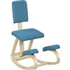 HOMCOM Sedia Ergonomica a Inginocchiatoio con Movimento a Dondolo, Sedia Ergonomica Imbottita Posturale in Tessuto Effetto Lino e Legno di Betulla, 51x84x93 cm, Blu Scuro