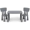 LIFEZEAL Set Tavolo e Sedie per Bambini 1-7 Anni (grigio) | Tavolino Multiattivita in Plastica Rettangolare, Sedie per Bambini Piccoli con Schienale con Capacità di 50 kg