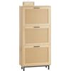 SoBuy Scarpiera slim con 3 ante 60x23,8x127cm per ingresso | Mobile in PB con 3 ante effetto canna intrecciata e 6 ripiani, carico 25kg, naturale FSR155-N