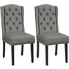 Yaheetech Set 2 Sedie Sala da Pranzo Tessuto Imbottite Eleganti Gambe in Legno Massello Schienale Alto con Bottoni Portata 140 kg 2/Grigio Chiaro