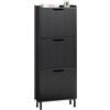 SoBuy Scarpiera Salvaspazio Slim da Ingresso Mobile Portascarpe con 3 Ante a Ribalta Regolabili in Legno Armadio Scarpiera Alta e Stretta per Corridoio, 50x19x130 cm，Nero, FSR177-H-SCH