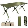 Outsunny Tavolo da Campeggio Pieghevole 116 cm, Tavolo da Picnic Impermeabile con Piano Arrotolabile e Struttura in Metallo, Portatile per Giardino, Parco, BBQ, Verde