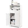 LIFEZEAL Mobiletto Bagno Salvaspazio in Legno, Armadio a 2 Ante con 2 Cassetti e Rapino Aperto, Arredo Grande 60x30x109 cm, Mobile Dispensa Cucina, Vetrinetta Soggiorno Moderno e Alta (bianco)