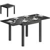 Outsunny Tavolo da Giardino Allungabile per 4-6 Persone 80/160x80 cm, Tavolo da Pranzo Esterno Estensibile Rettangolare in Alluminio con Piano Effetto Legno a Doghe, per Patio Terrazzo Balcone, Nero