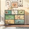 Teahutty Camera da letto, comò con 7 cassetti, cassettiera alta in tessuto, toletta bohemien con piano in legno, cassetti in tessuto e struttura in metallo per soggiorno, cameretta dei bambini