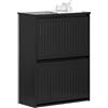 SoBuy Scarpiera Salvaspazio Slim Mobile Scarpiera Ingresso con 2 Ribalte e 4 Ripiani Regolabili - Ideale per Corridoi Stretti e Spazi Ridotti - Nero, 61x25x81 cm, Facile Installazione FSR165-K-SCH