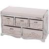 Mendler Panca cassettiera Shabby Vintage 5 ceste Legno di paulonia 36x77x45cm - Bianco