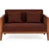 FRANKYSTAR Boca Duo - Divano 2 Posti 143x80x84,5 cm Divanetto in Legno Massello Noce e Polyrattan Seduta Imbottita con Cuscini Marrone
