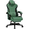 GTPLAYER Sedia da gaming, ergonomica, in Tessuto tecnico, con supporto lombare, sedia PC con schienale allargato, portata fino a 150 kg, colore: verde