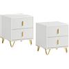 SoBuy set da 2 comodini con 2 cassetti gambe dorate 40x40x47cm