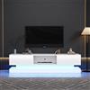 SUKY Mobile TV lucido, 160 x 35 x 40,5 cm, con illuminazione a LED, 2 cassetti, controllo app, design anti-ribaltamento, per televisori da 60 pollici, TV lowboard (bianco)
