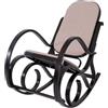 Mendler Sedia a Dondolo Classica Elegante M41 - Legno Scuro Seduta Tessuto Beige